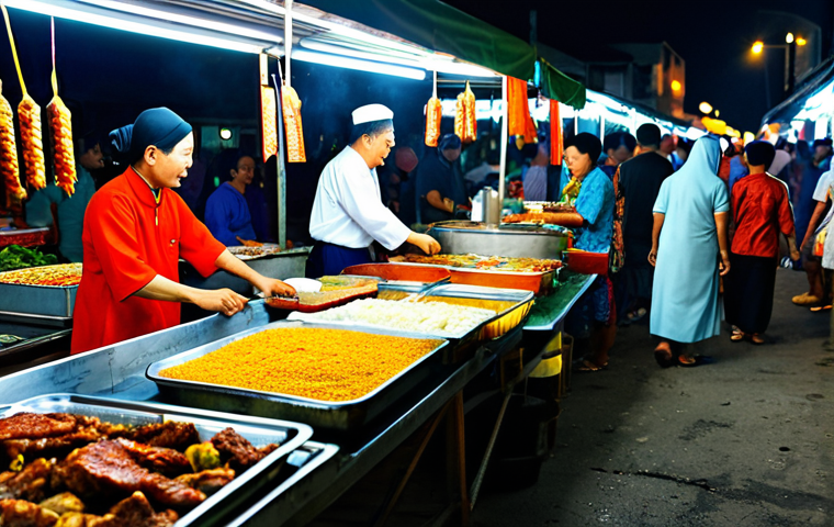 **

"A vibrant scene at Gadong Night Market in Bandar Seri Begawan, Brunei. Locals in traditional dress browse stalls overflowing with colorful foods and crafts. The air is filled with the aroma of grilled meats and sweet treats. Safe for work, appropriate content, fully clothed, modest, family-friendly, high-resolution, realistic."

**
