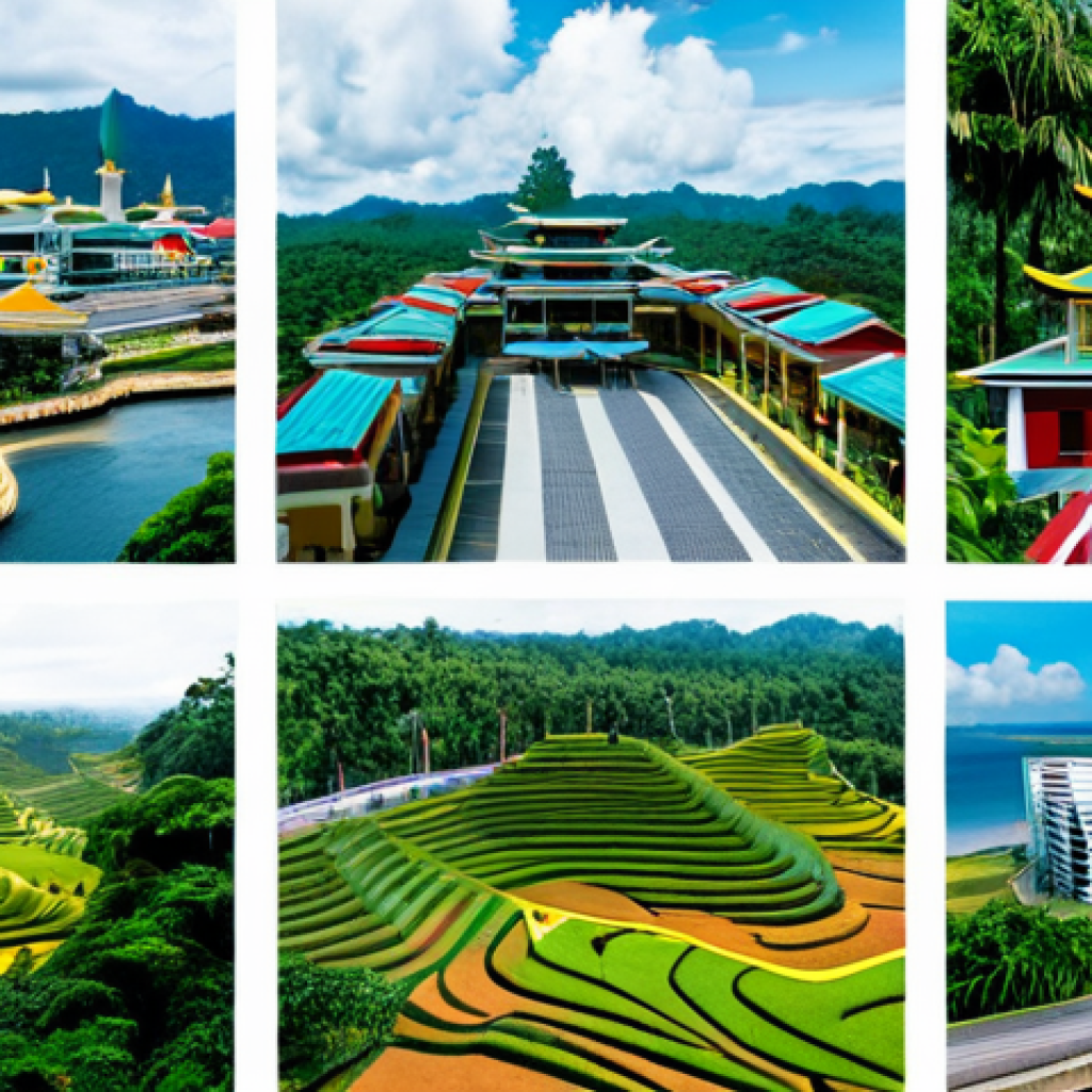 브루나이의 경제 주요 수출품 - Here are three detailed image prompts in English, designed to capture the essence of Brunei's prospe...