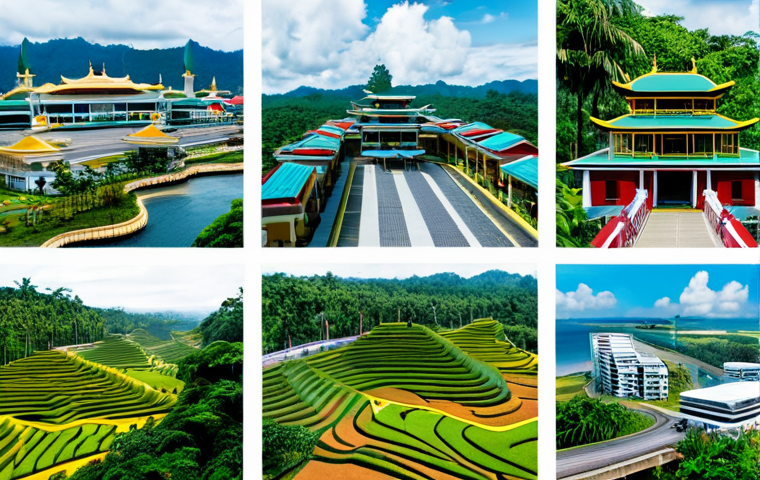 브루나이의 경제 주요 수출품 - Here are three detailed image prompts in English, designed to capture the essence of Brunei's prospe...
