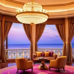 브루나이 리조트 추천 - **Prompt:** A breathtaking panoramic view of "The Empire Brunei" luxury resort at sunset. The image ...