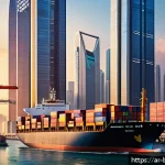 브루나이 국제 무역 협정 - A vibrant and detailed digital illustration of a bustling Asian regional trade hub, showcasing diver...